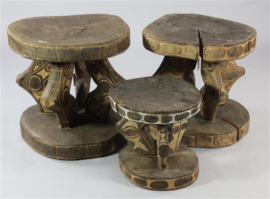 Three Sepik River similar incised and painted tables